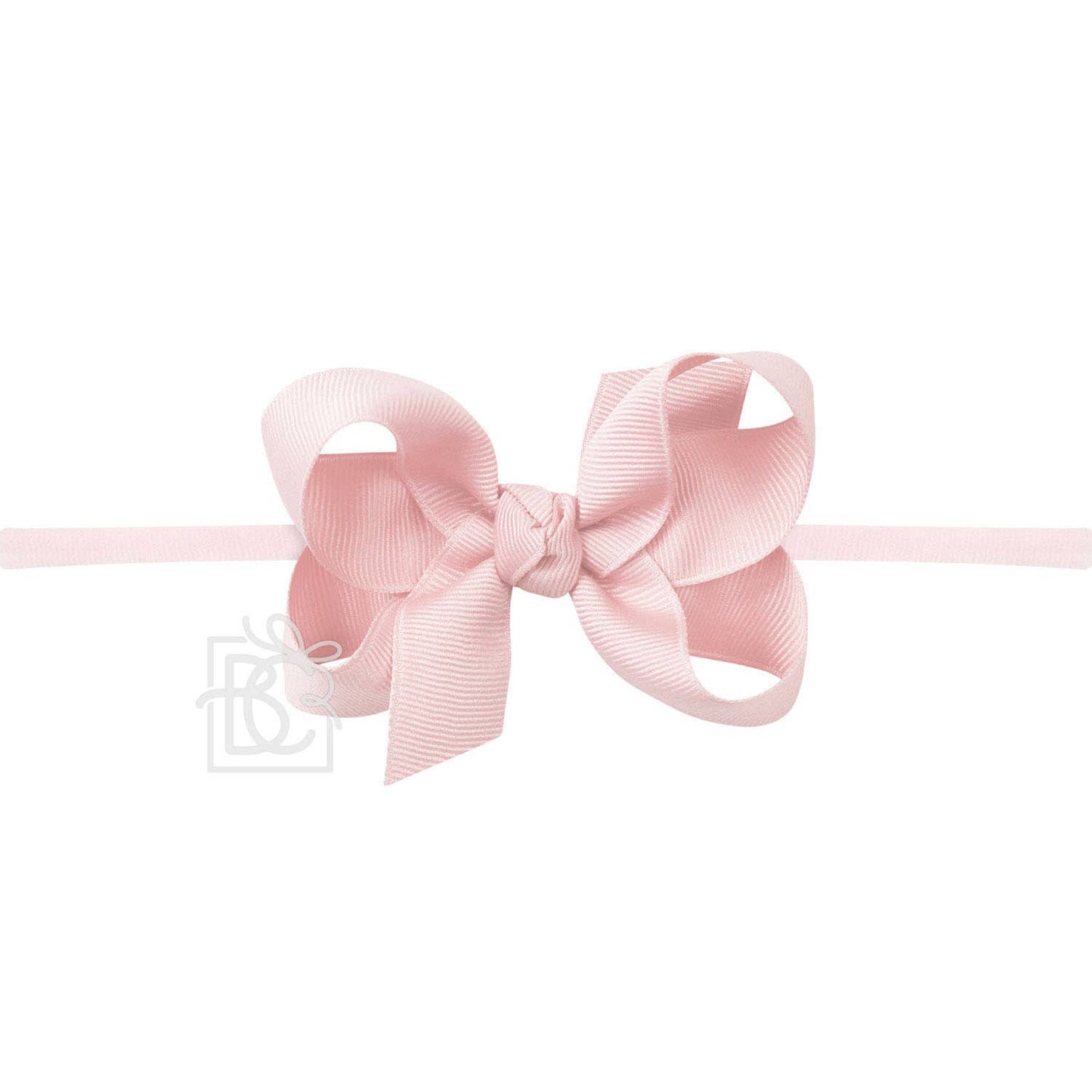 1/4" NYLON PANTYHOSE HEADBAND W/SIGNATURE GROSGRAIN BOW: L. PINK / 3.5" Medium