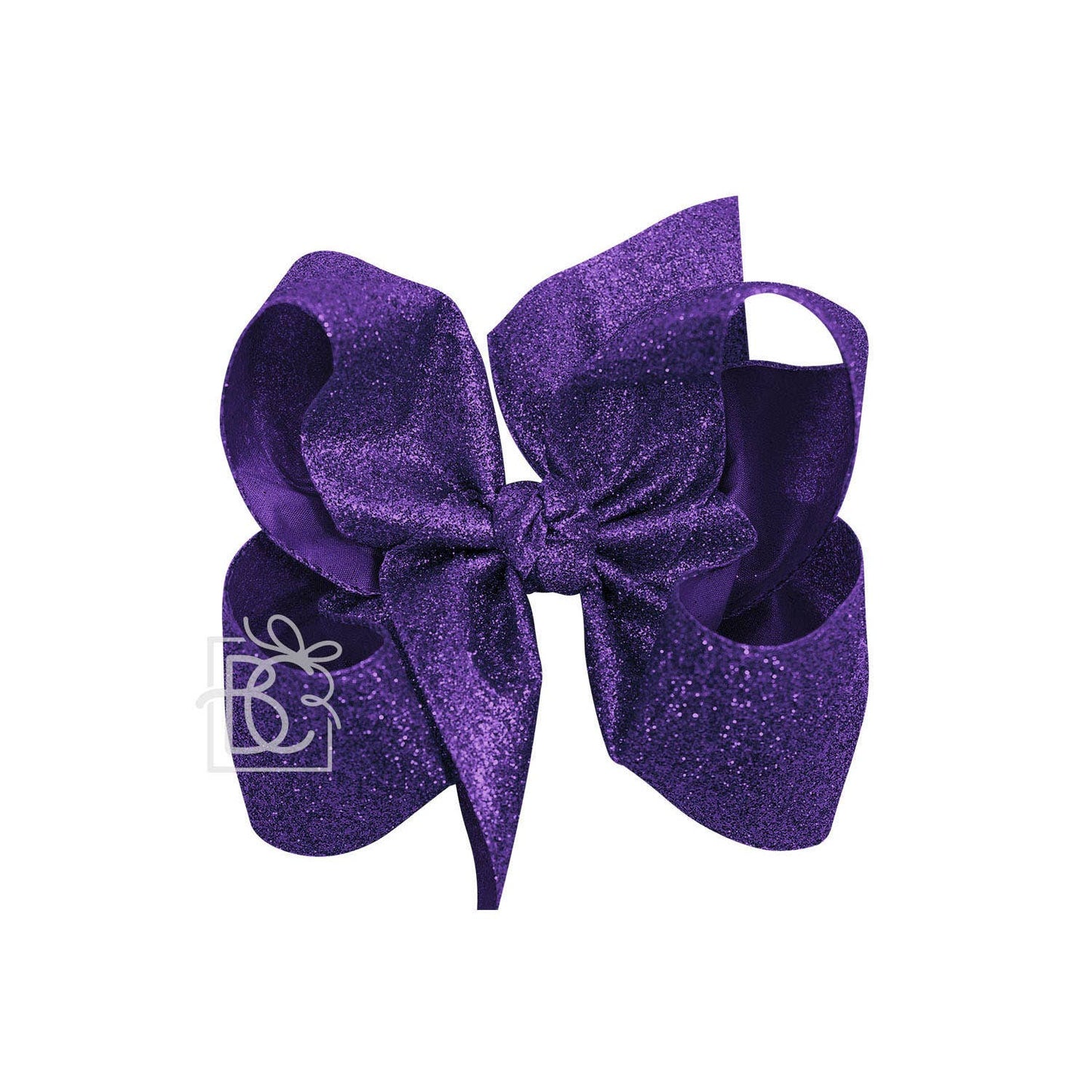 PURPLE GLITTER METALLIC BOW ON CLIP
