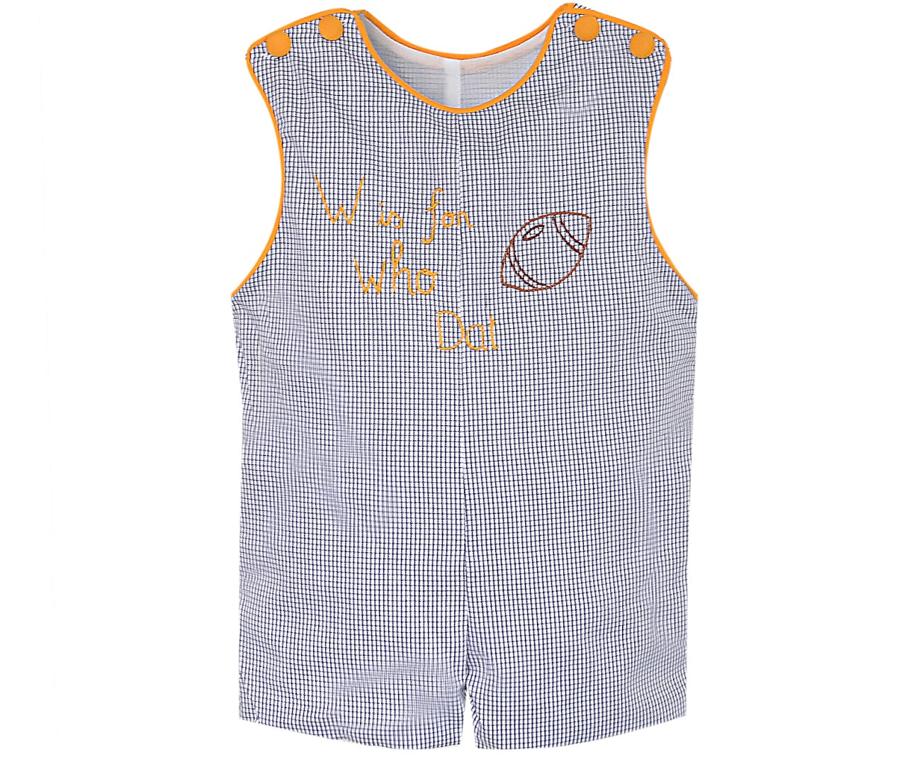 W is for who dat black and gold shortall