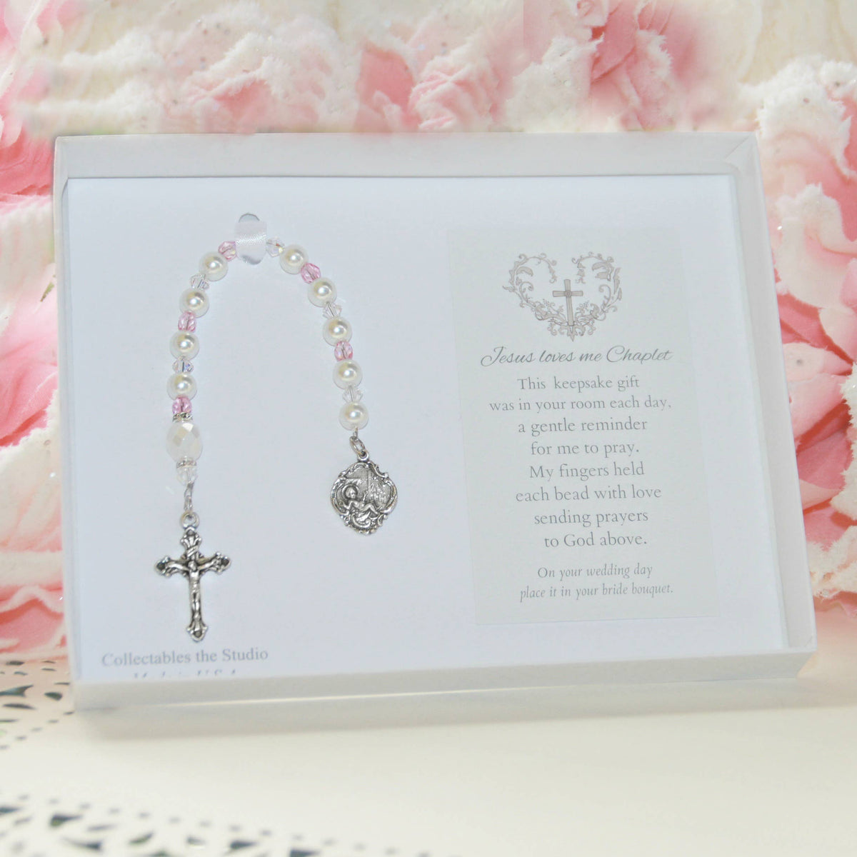 Chaplet Keepsake Jesus loves Me for Baby Girl CJ-198