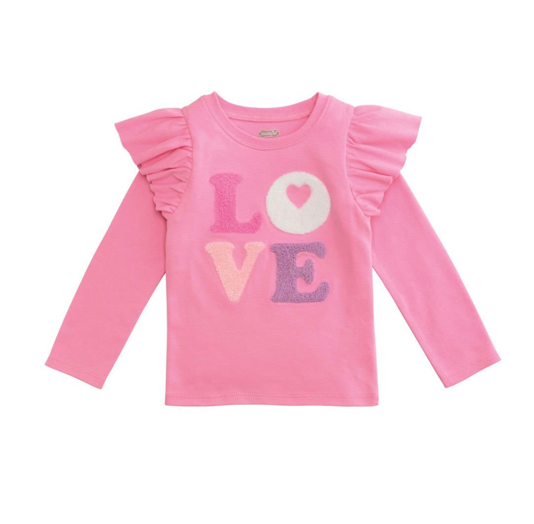 Ruffle Shoulder Love Long Sleeve