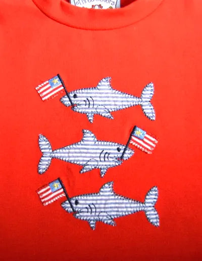 Patriotic Boy Shark Short set