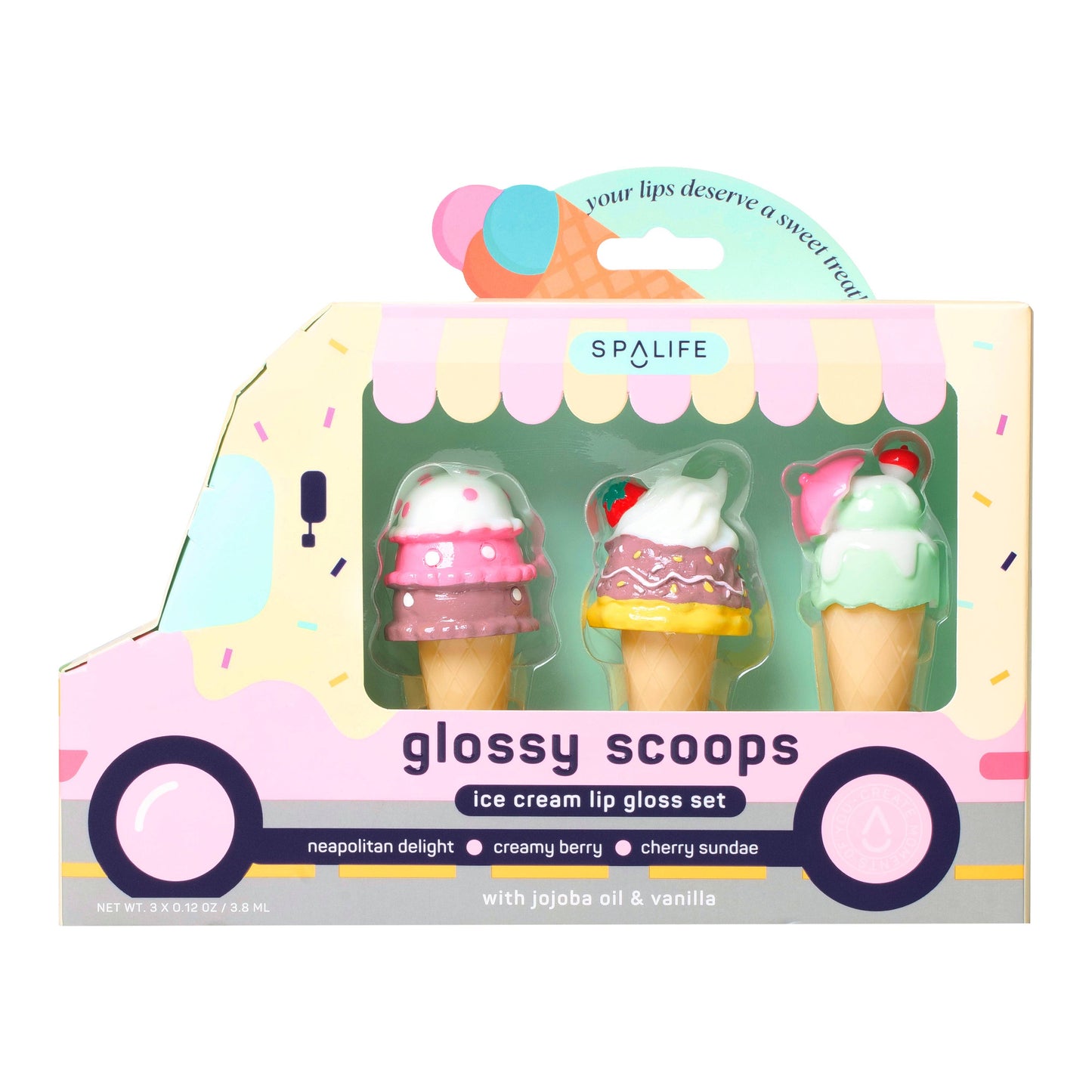 Glossy Scoops Ice cream Lip Gloss Trio Set