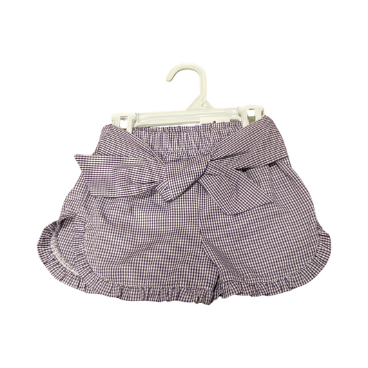 Purple gingham ruffle shorts