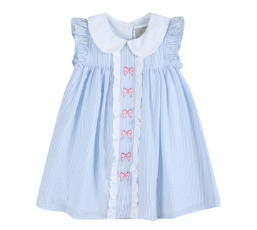Blue and Pink Bow Ruffle Dress
