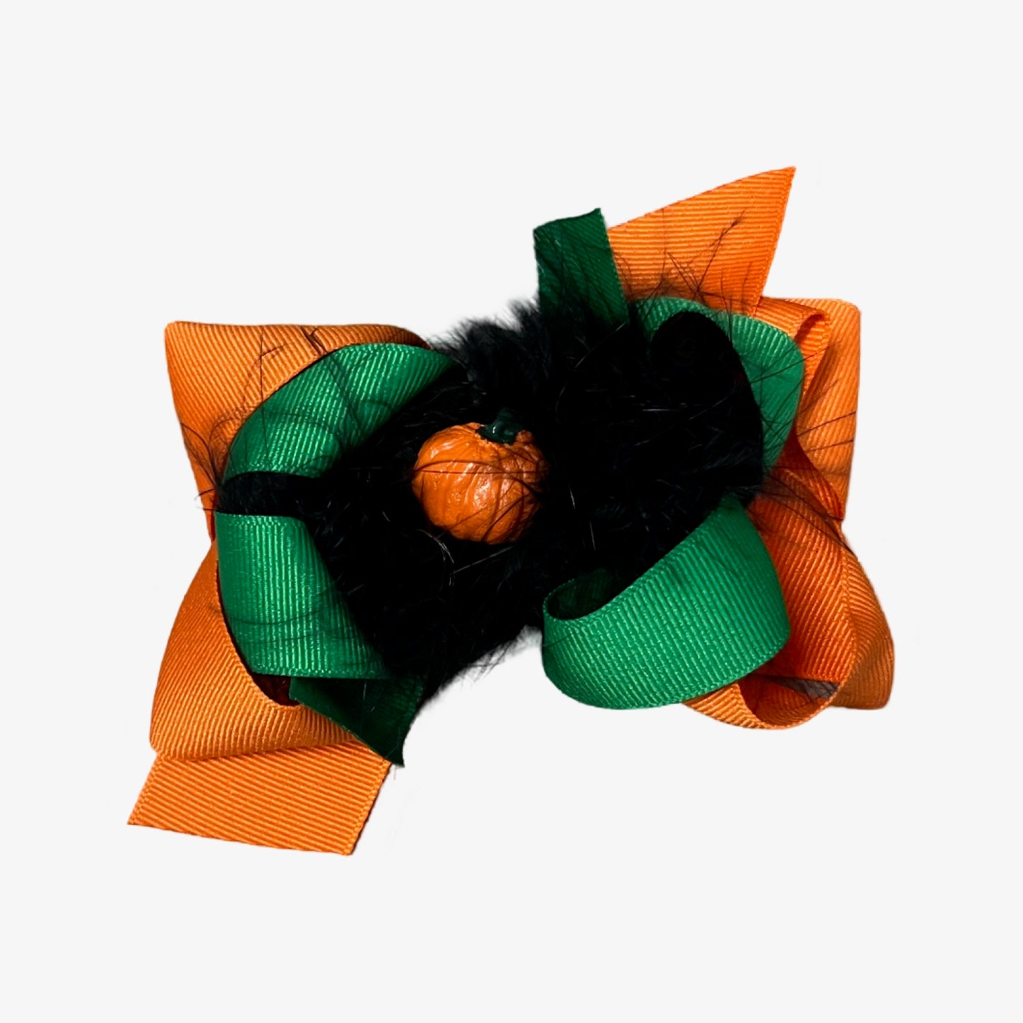 Green and Orange Feather bow