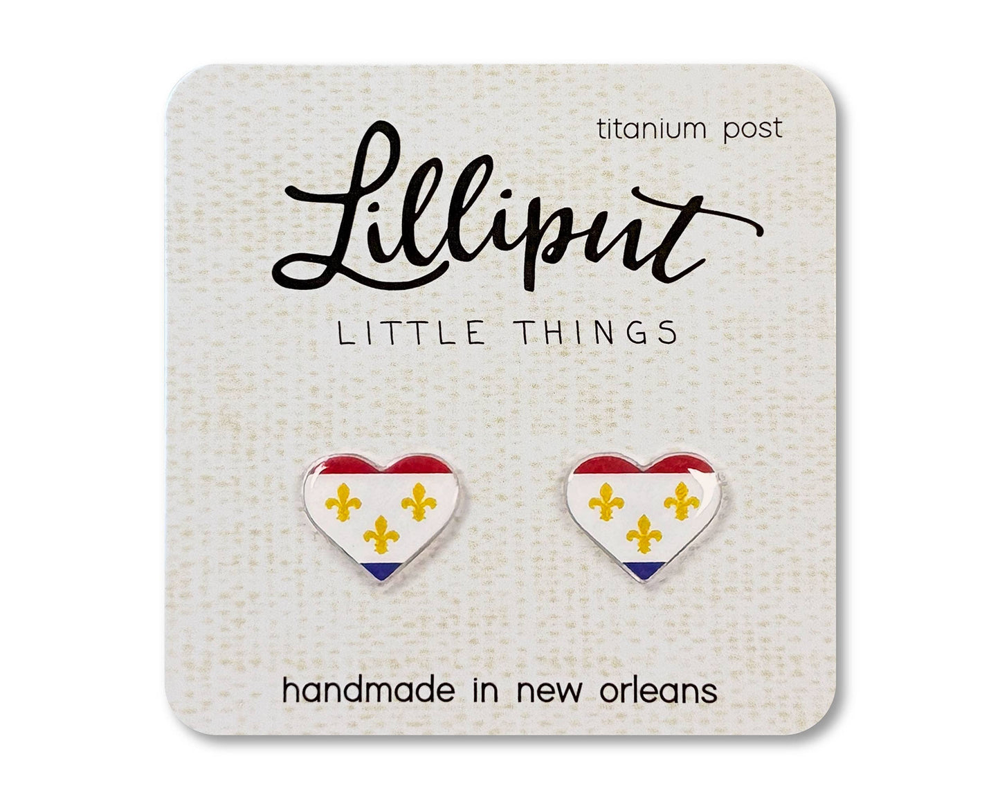 New Orleans Flag Heart Earrings