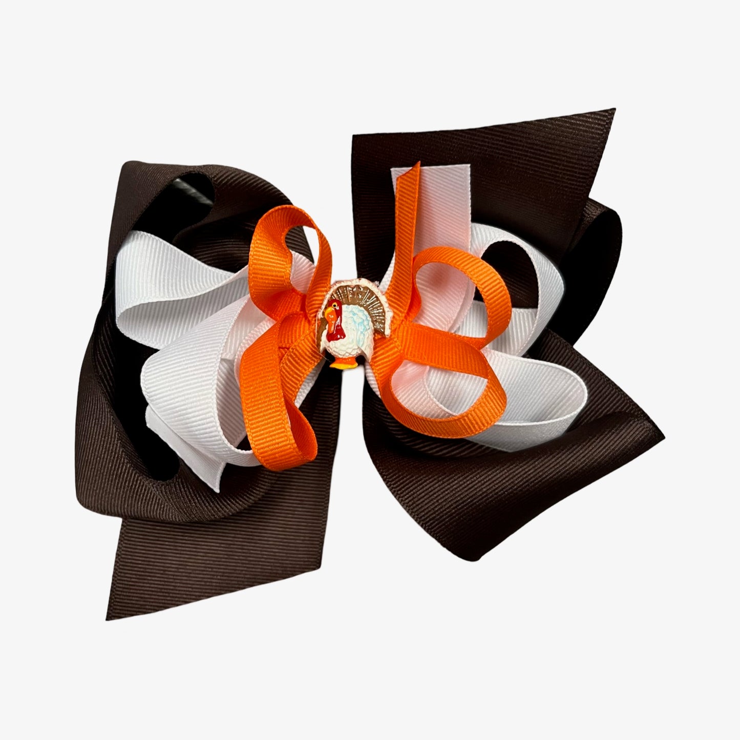 Orange, White, & Brown Turkey Bow