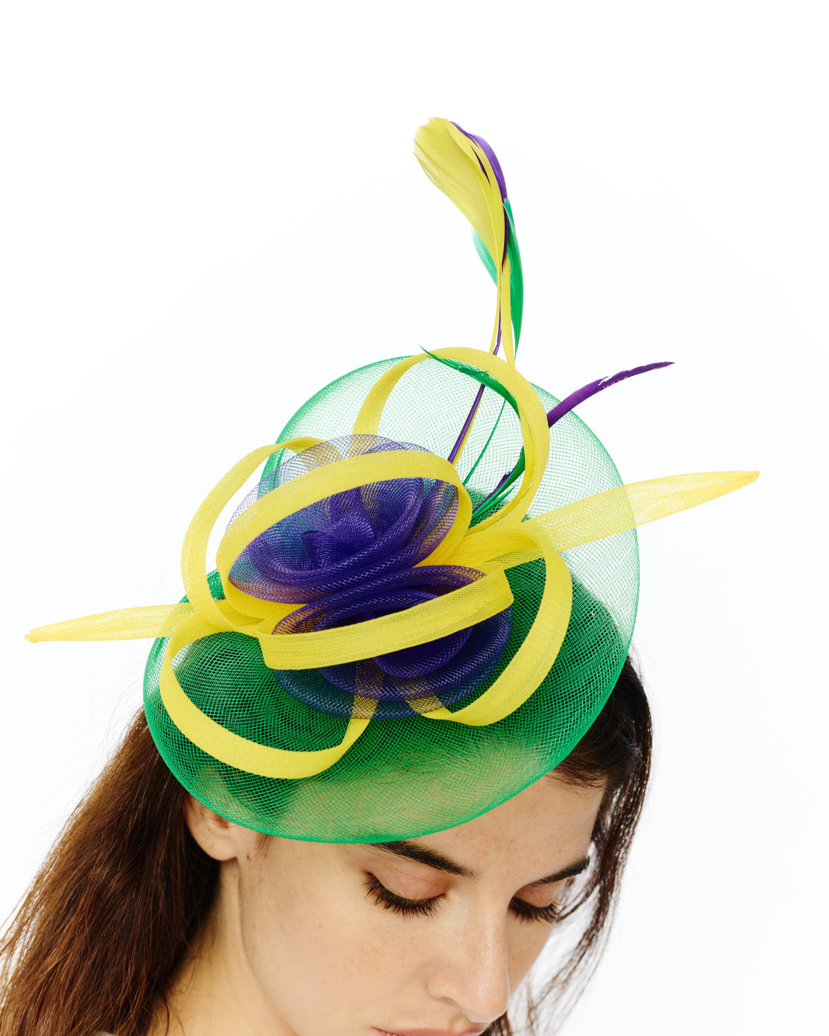 Mardi Gras Fascinator Clip on Headband