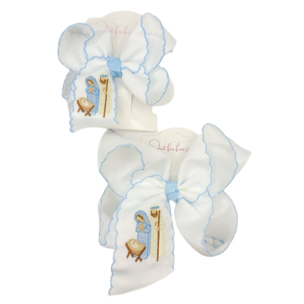Away In a Manger Embroidered Hair Bow