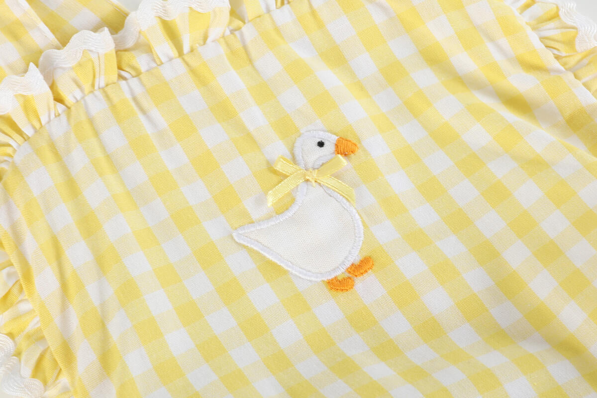 Yellow gingham goose lace bow bubble