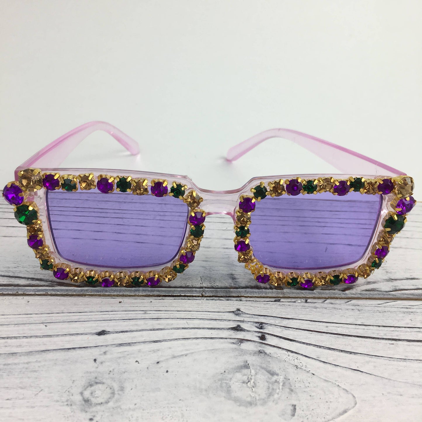 Mardi Gras rhinestone sunglasses purple