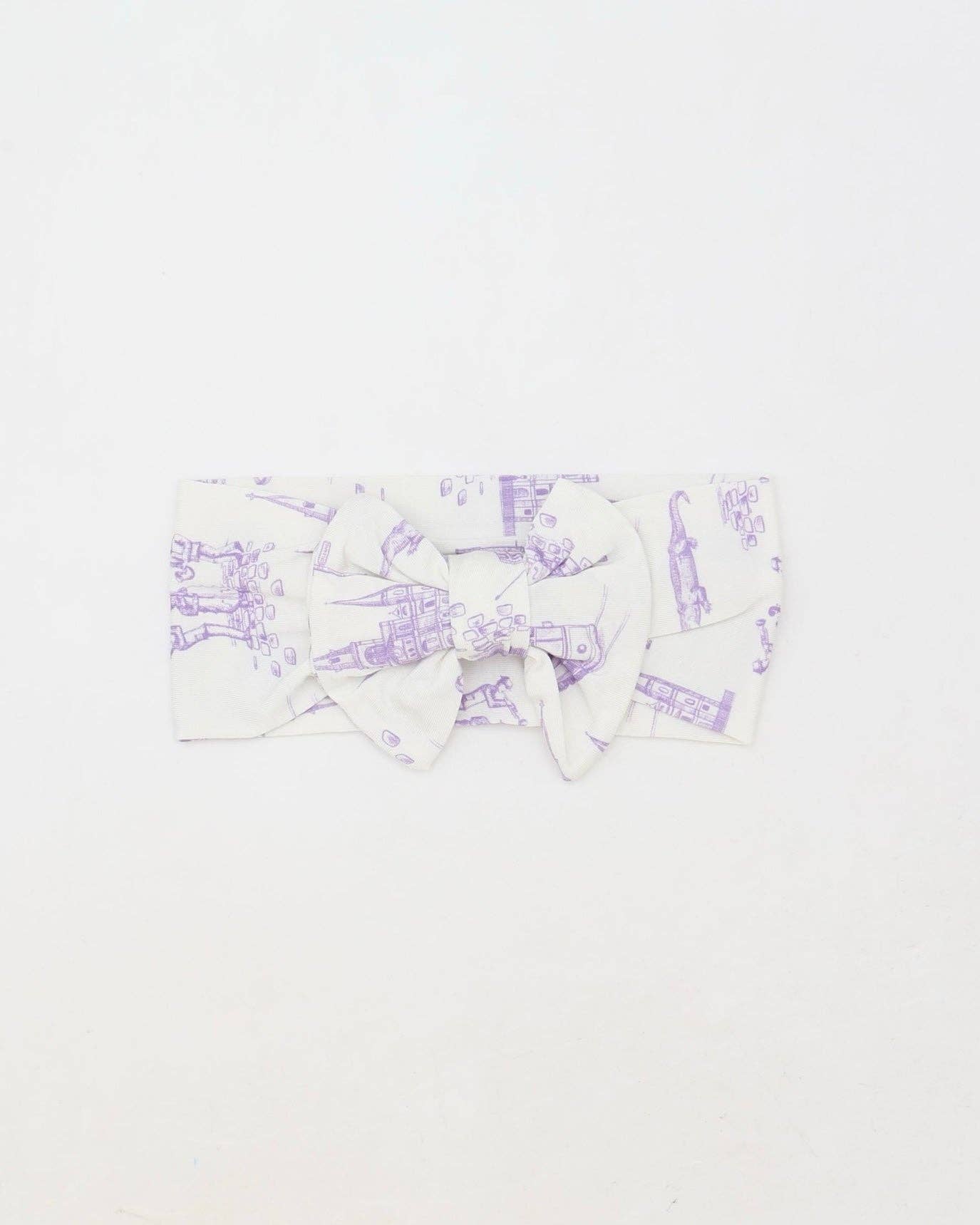 Lavender Nola Toile Bamboo Bow Headband