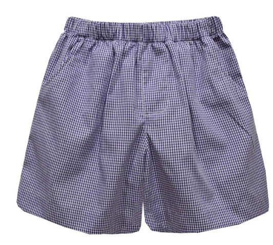 Purple gingham pull on shorts