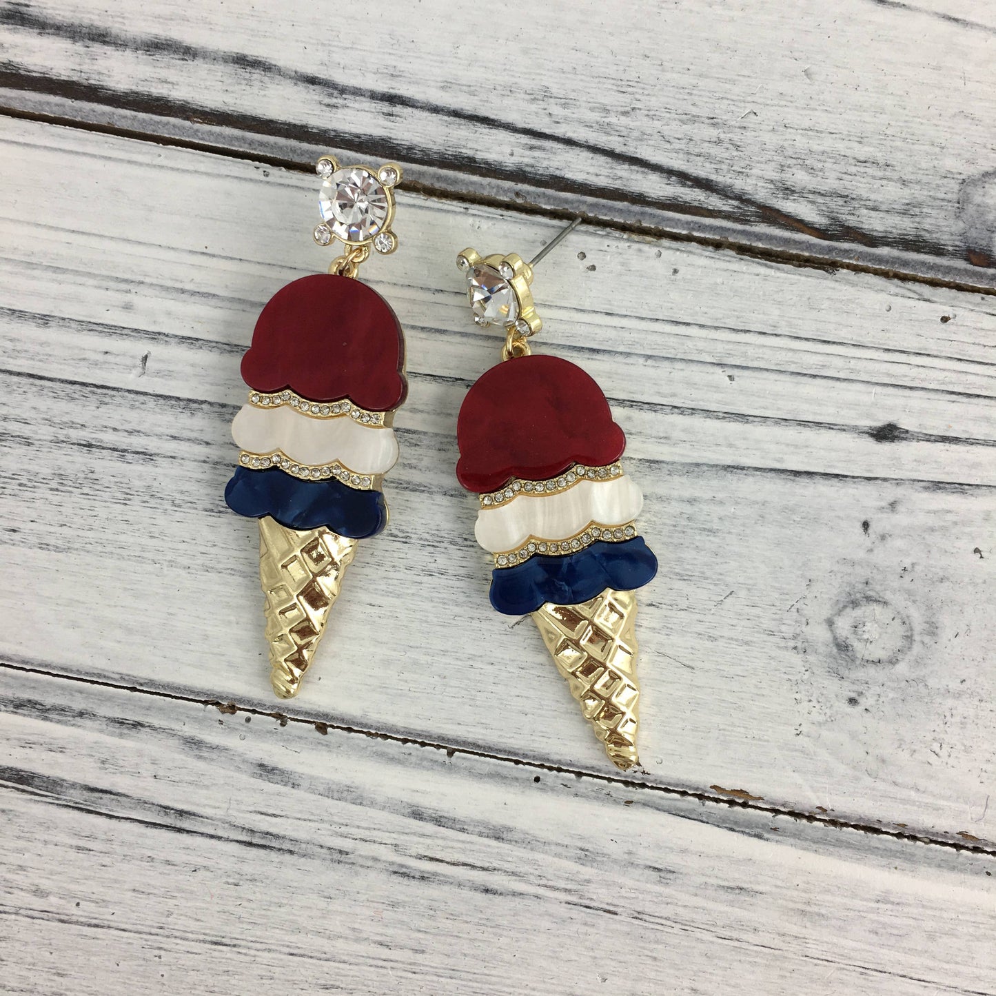 Red White and Blue Ice Cream Earrings