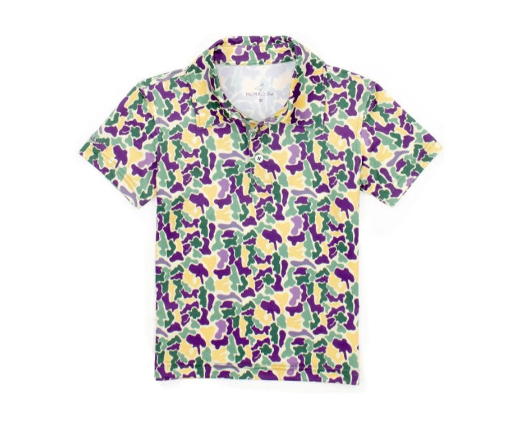 Mardi Gras Camo inlet polo