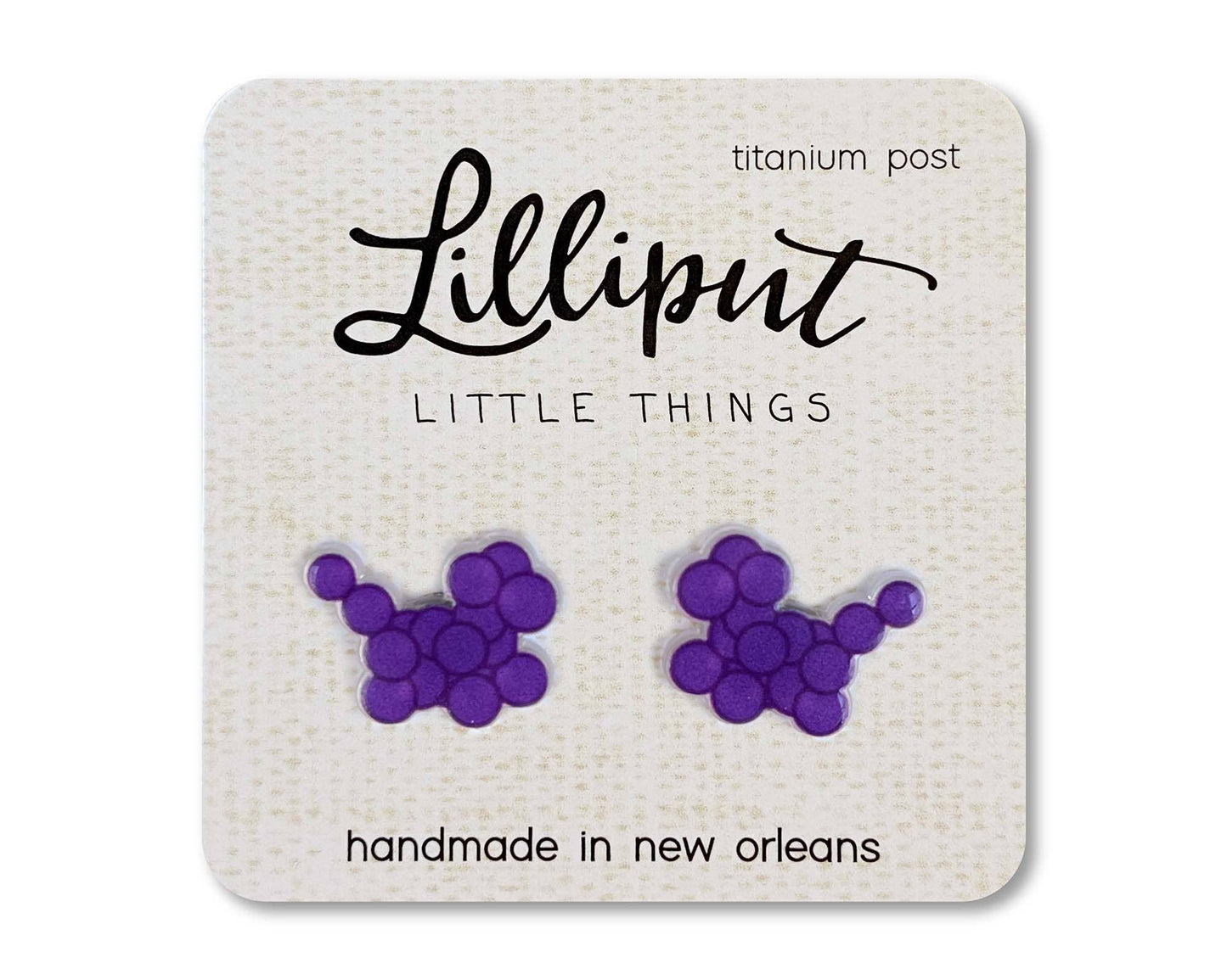Purple Mardi Gras Bead Dog Earrings
