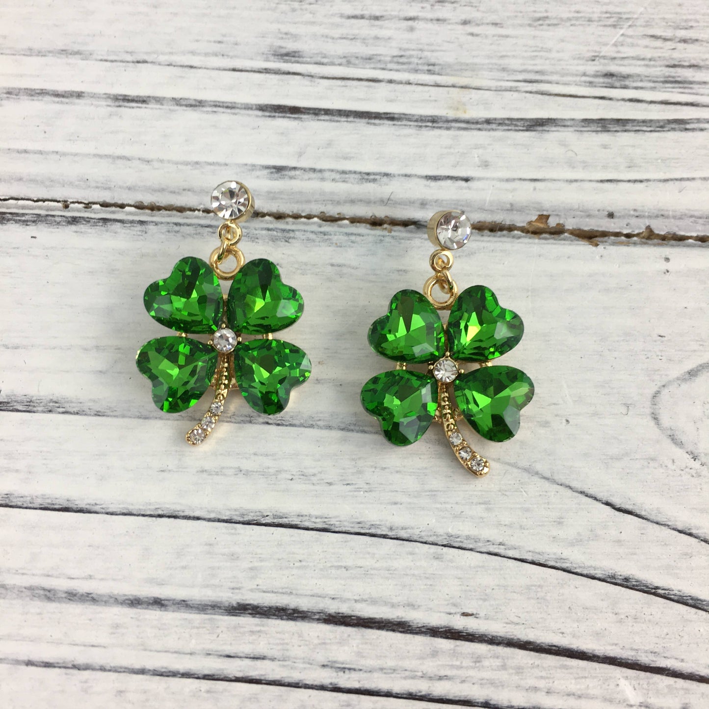Four Leaf Clover Stone Dangle Earrings