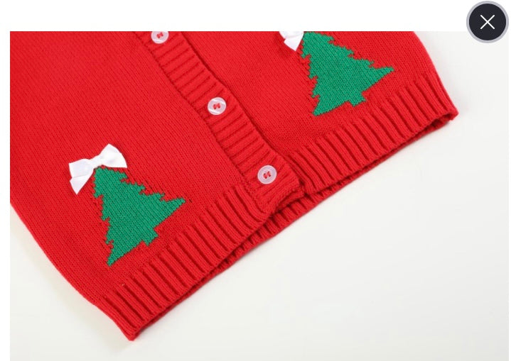 Red Christmas Tree Knit Cardigan