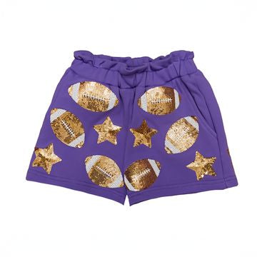 Purple and Gold Sequin Football Short Set