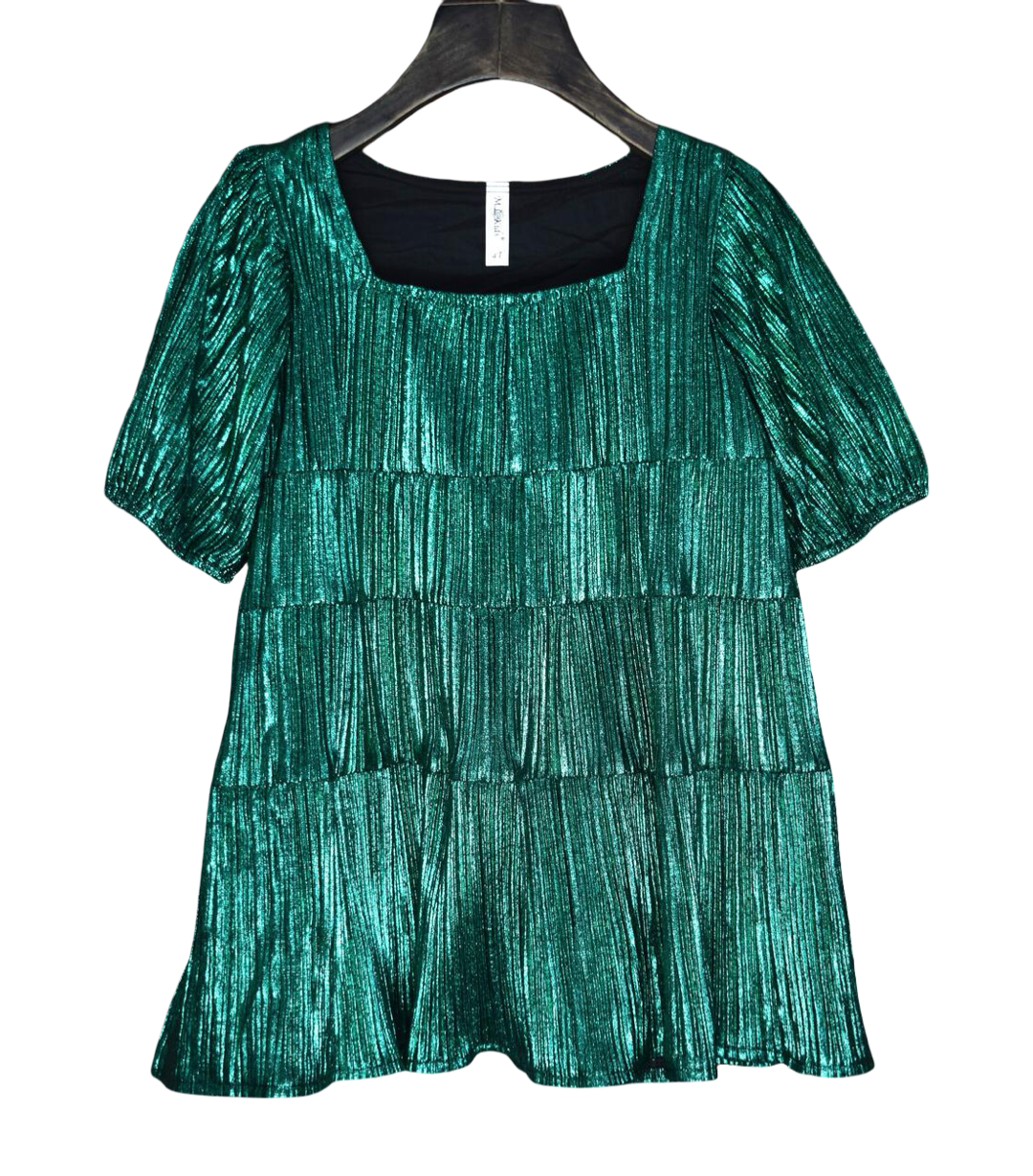 Green Metallic Holiday Dress