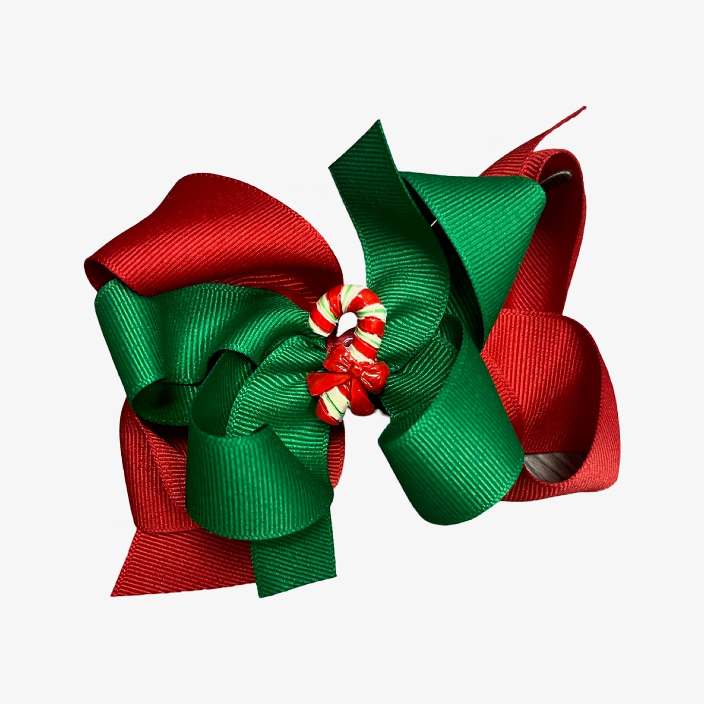 Resin Candy Cane Bow (4 in Clip)