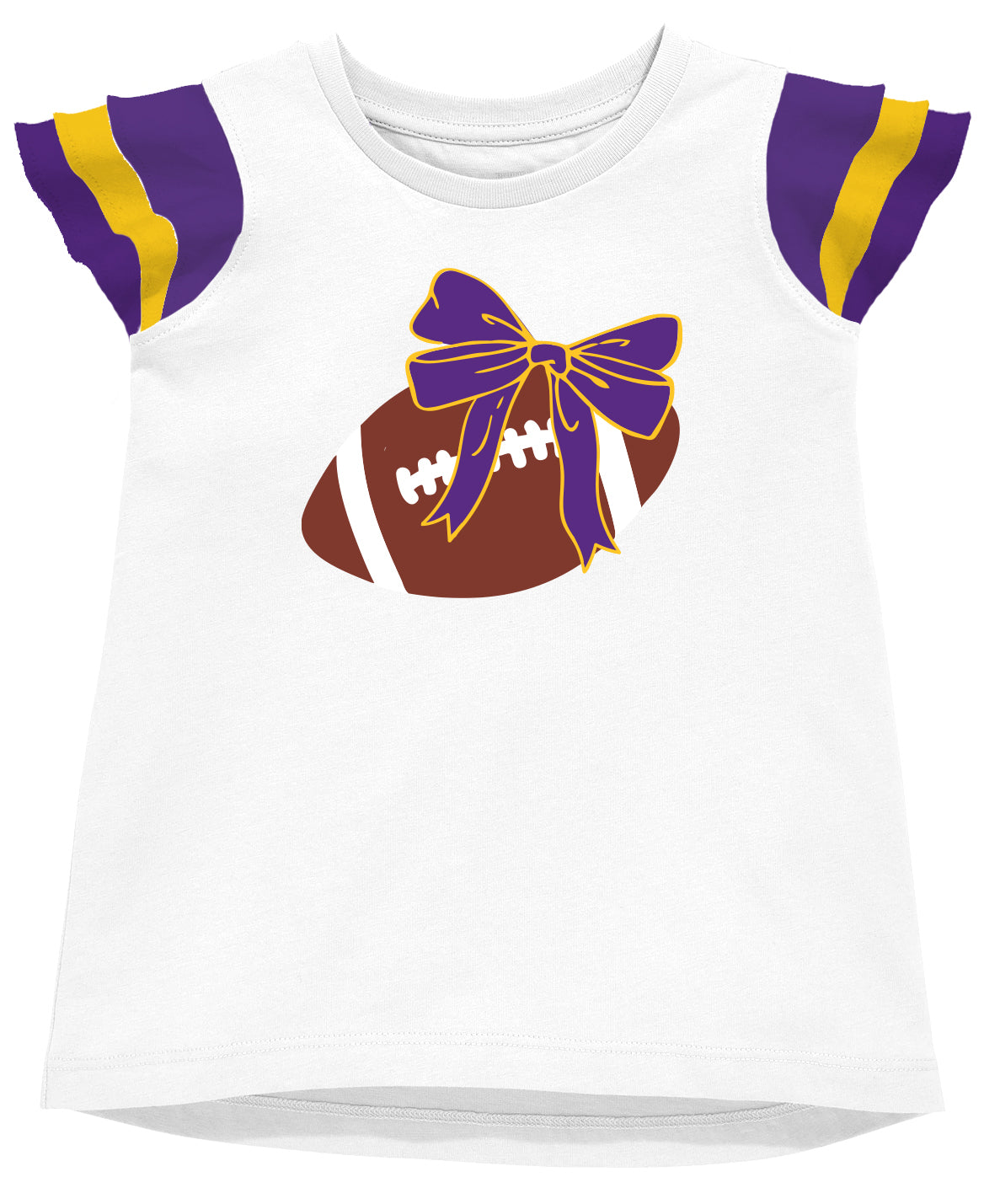 LSU Sequin Football Shimmer Ruffle Sleeve Shirt