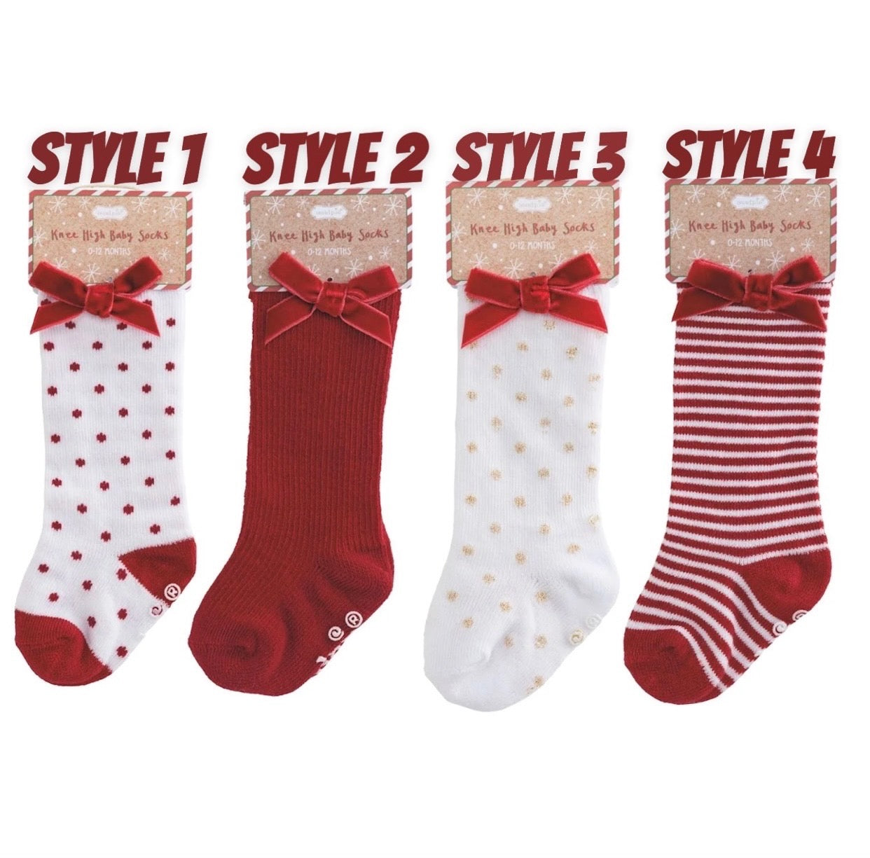 Tall Christmas Bow Socks