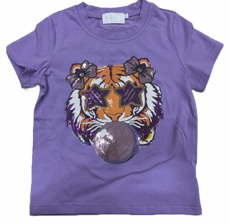 Tiger Bubble Gum Sequin Shirt