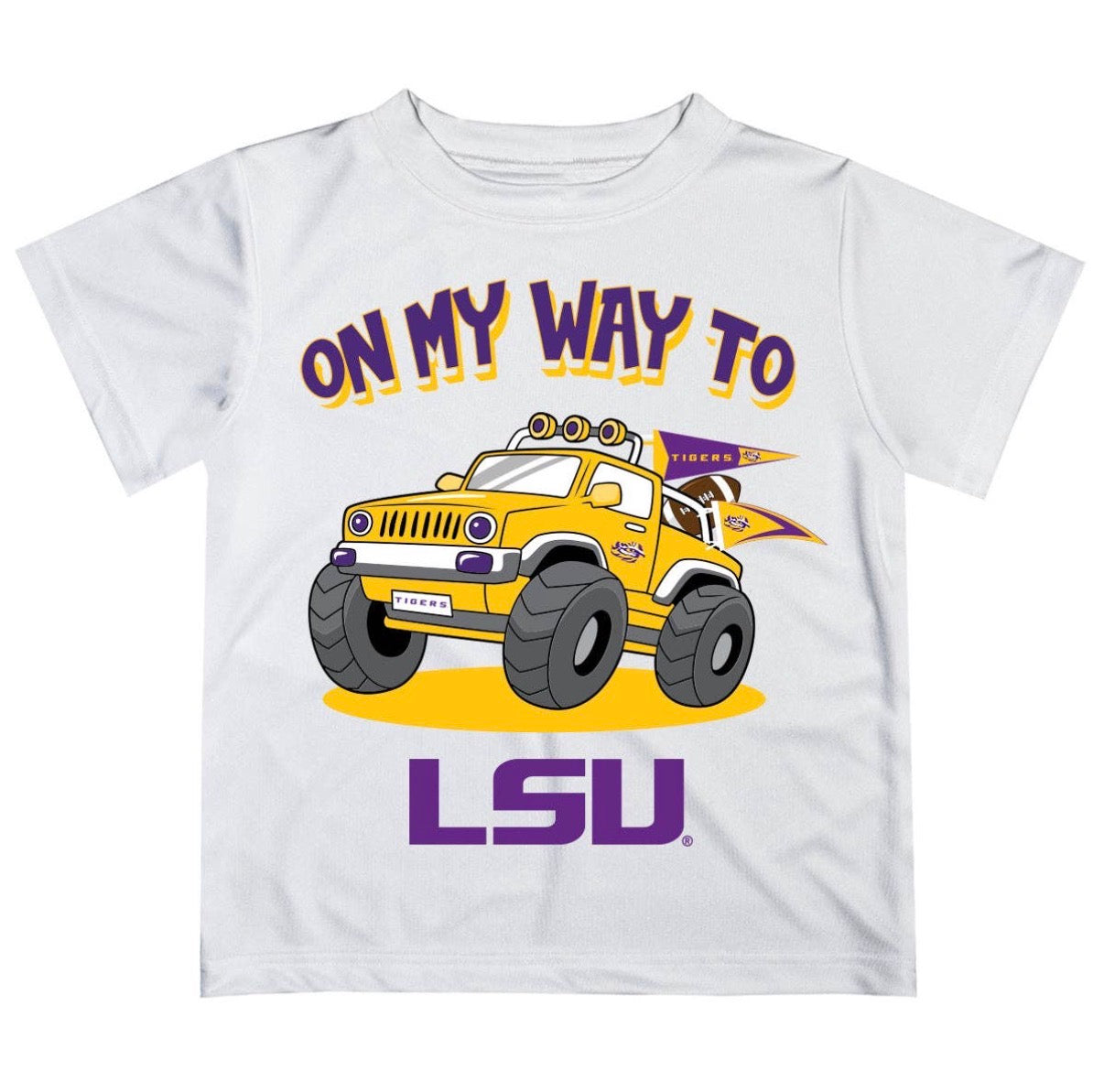 LSU Tigers Vive La Fete Monster Truck Boys Game Day White Short Sleeve Tee