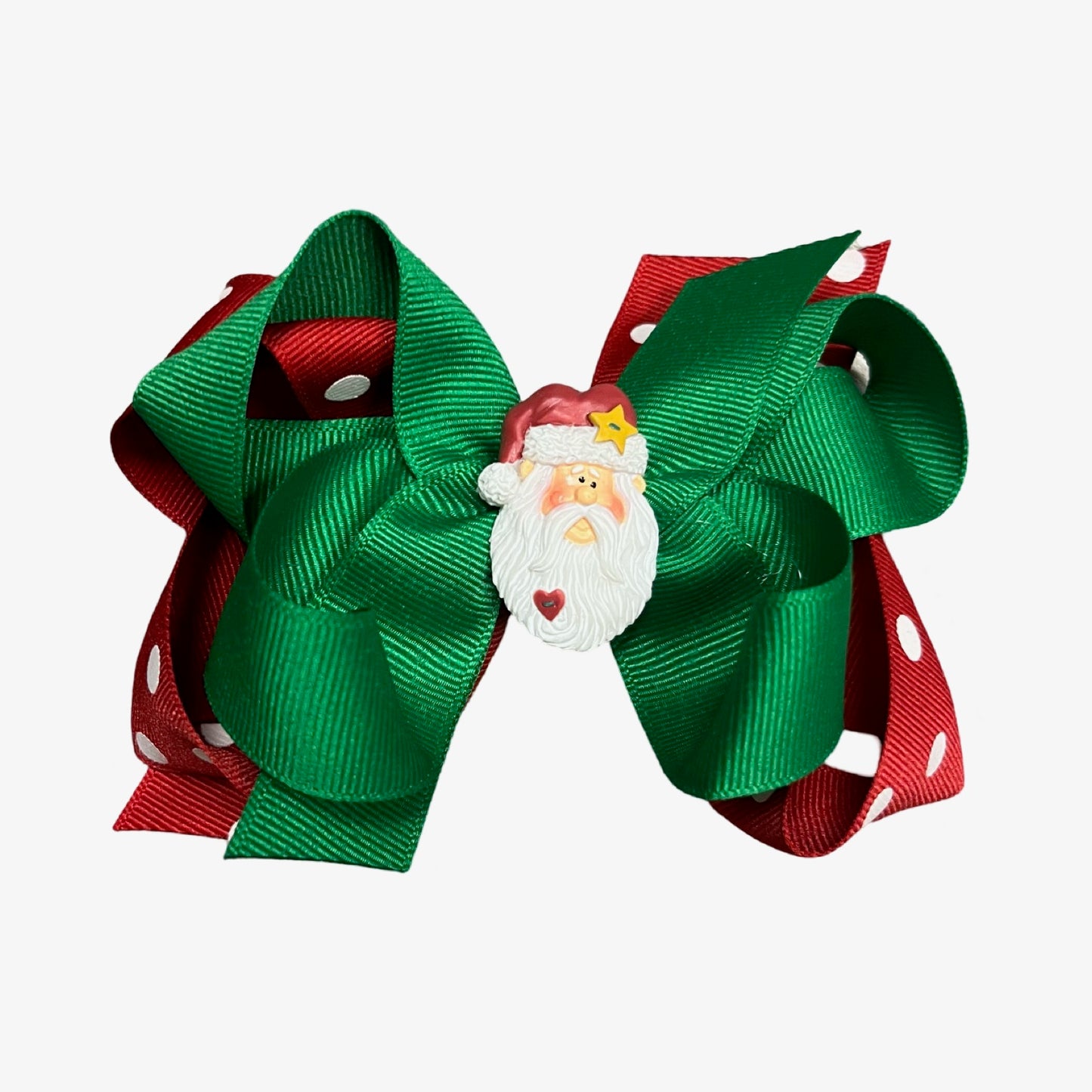 Resin Santa Polka Dot bow (4 in Barrette)