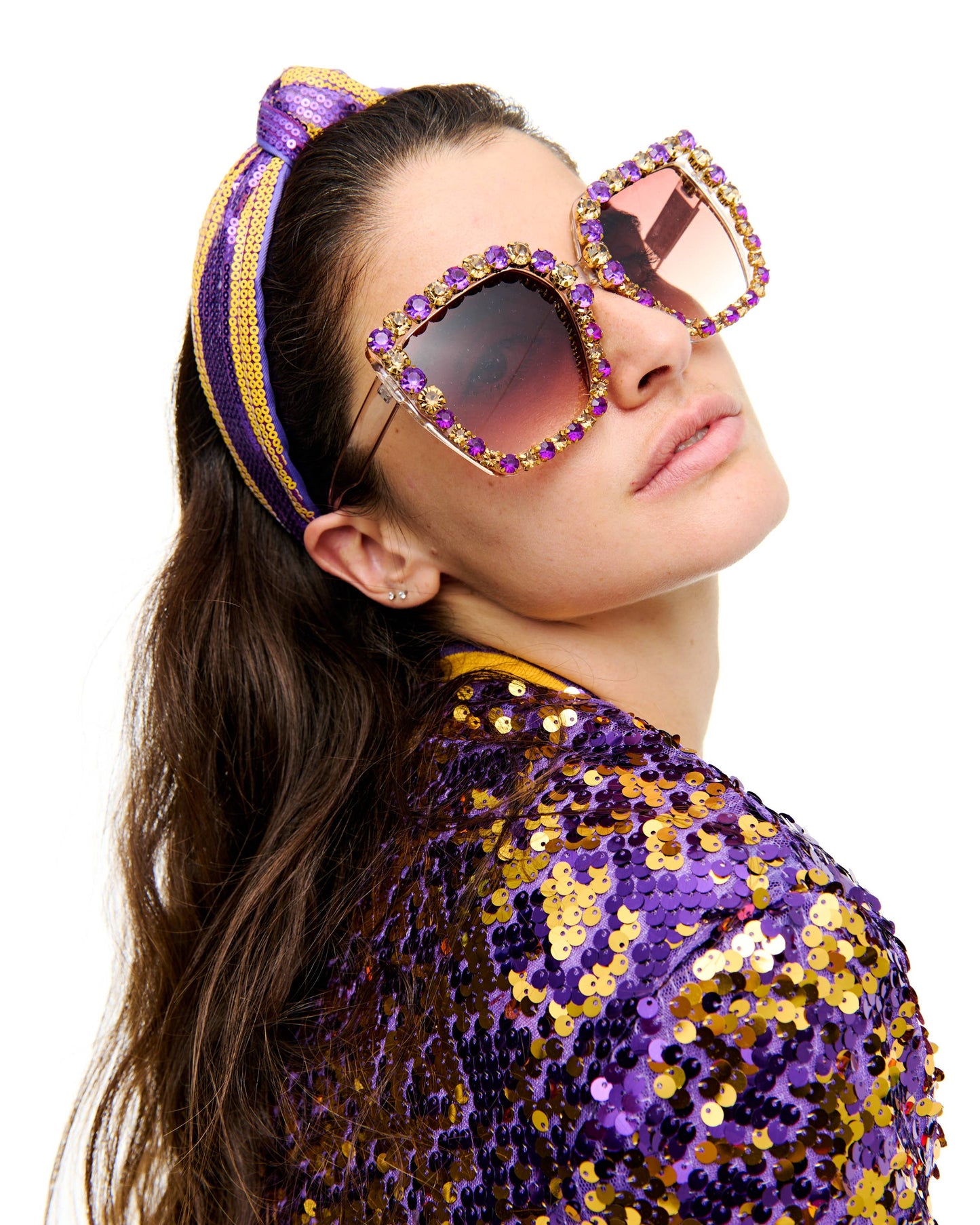 Purple and Gold LSU Stone Sunglass