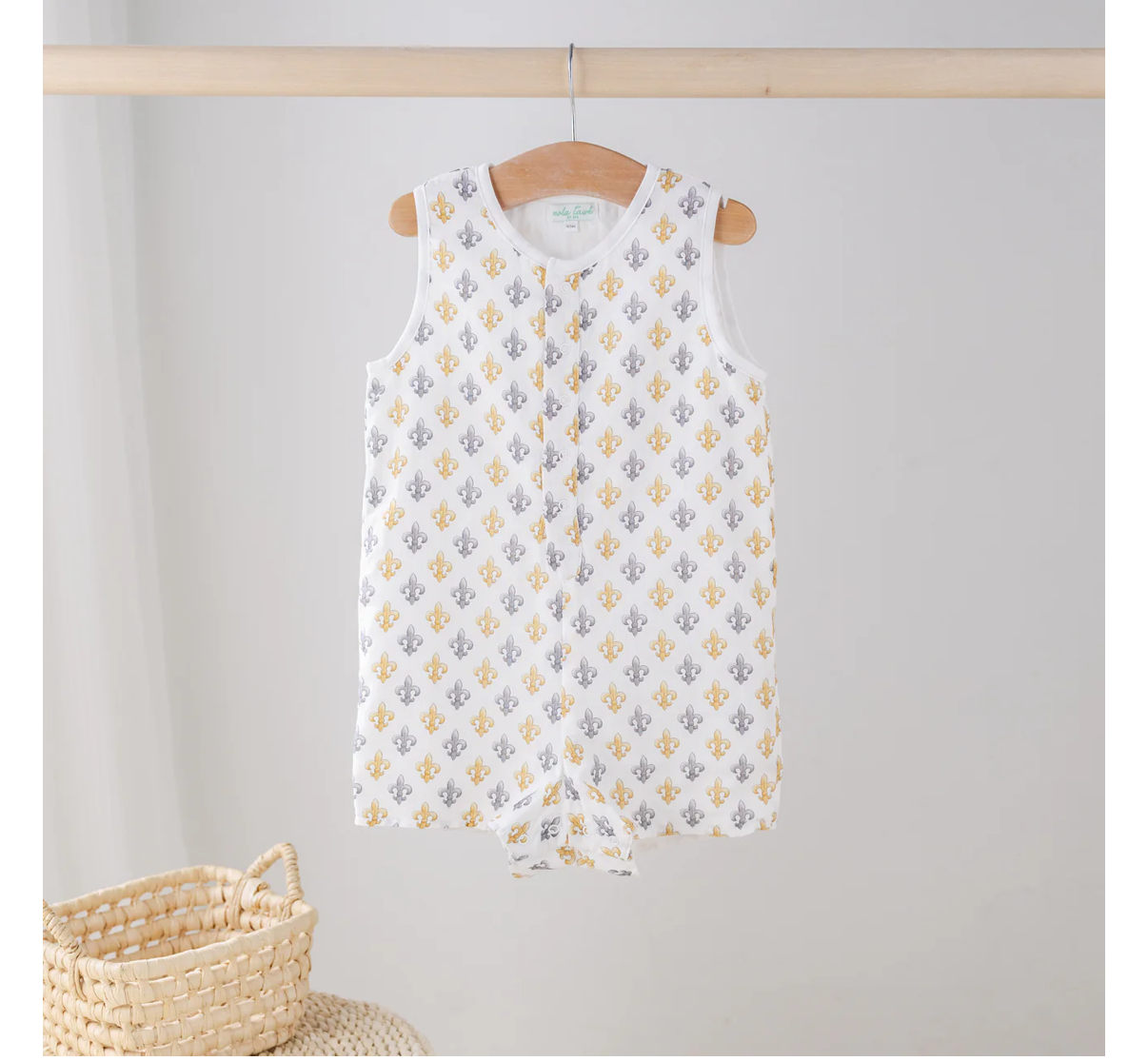 Black & Gold Fleur De Lis Organic Muslin Shortall