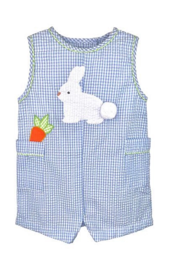Blue Seersucker Easter Shortall