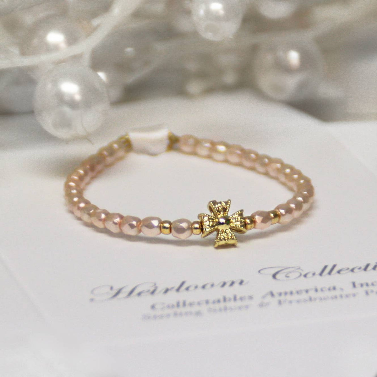 Blush Pink Baby Fancy Cross 5" Bracelet