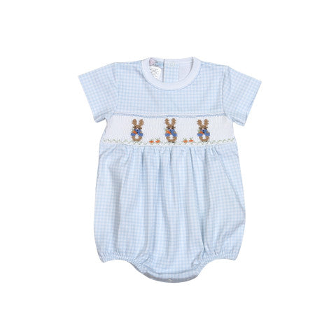 Peter Rabbit Blue Hand Smocked Pima Bubble