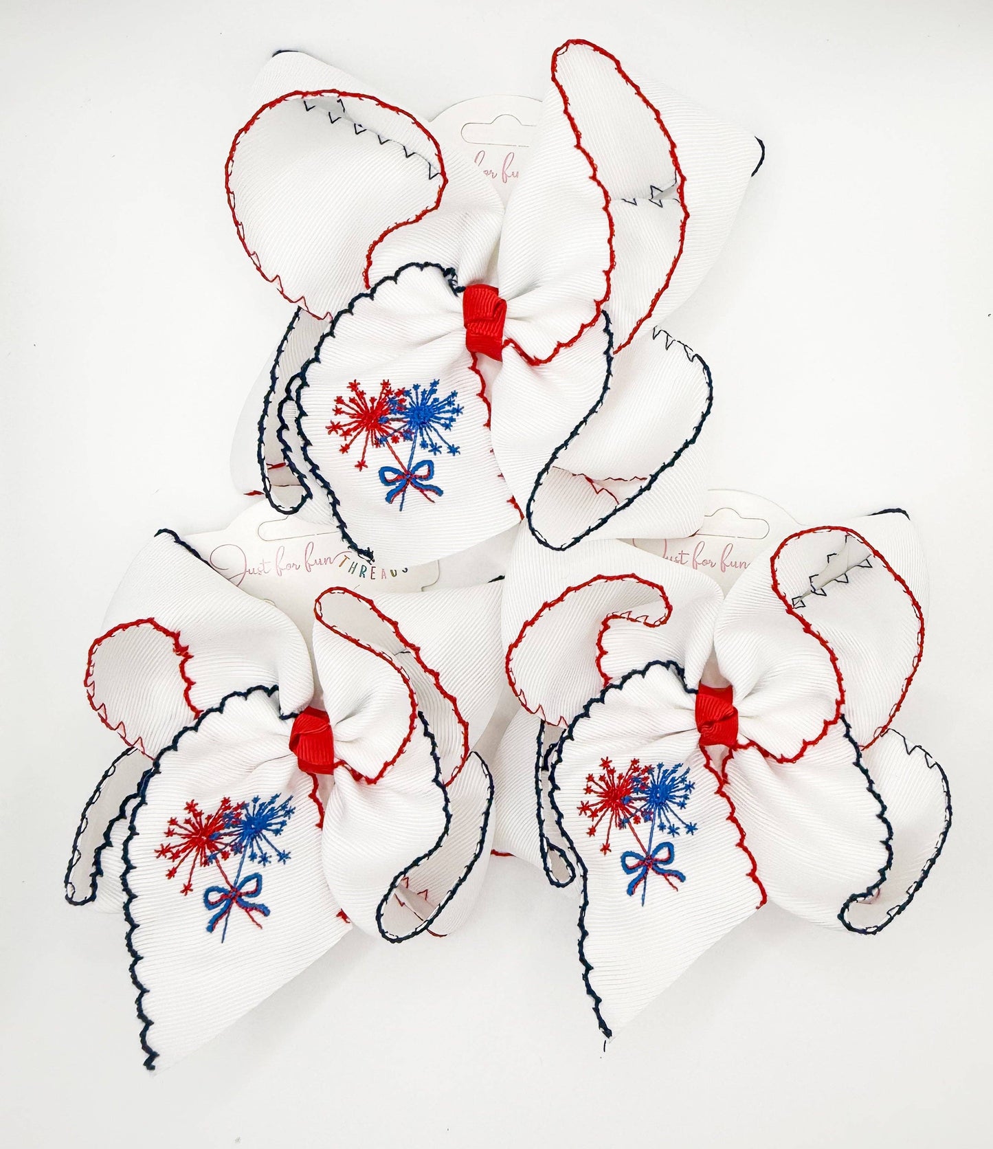 Sparkler Embroidered Moonstitch Bow: 6 inch