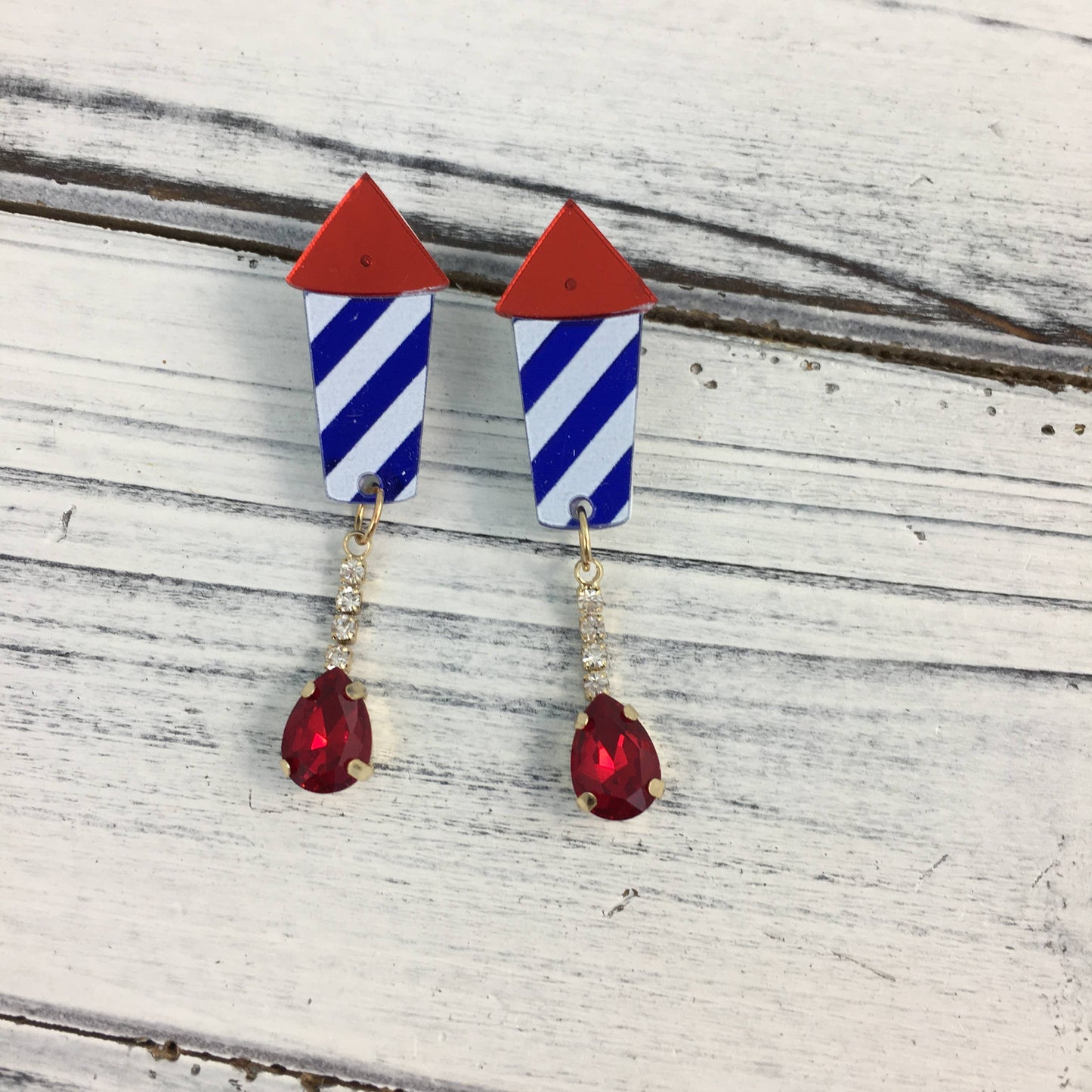 RWB firework earrings
