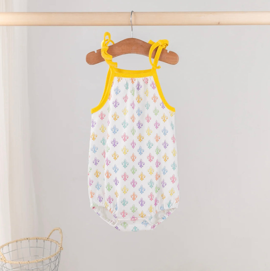 Fleur De Fun Organic Cotton Shoulder-tie Onesie