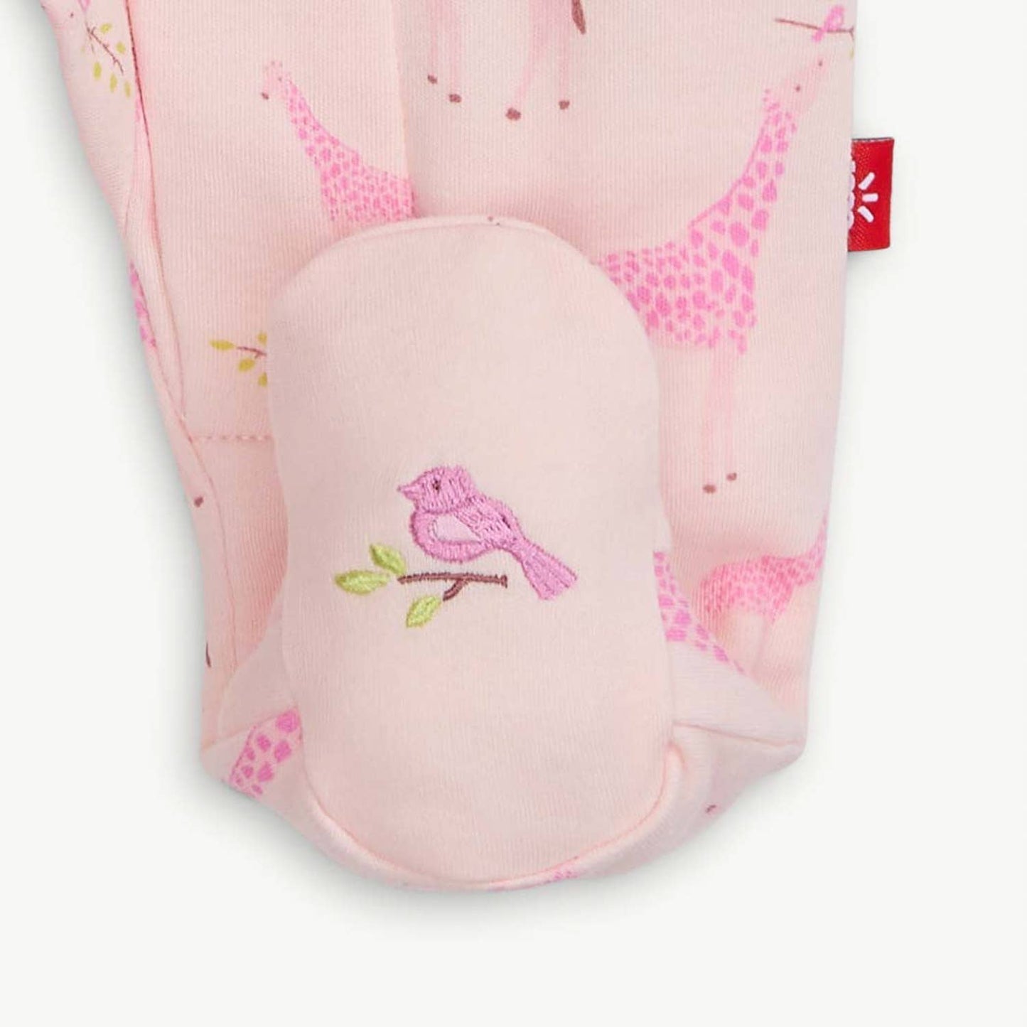 PINK JOLIE GIRAFFE ORGANIC COTTON MAGNETIC FOOTIE
