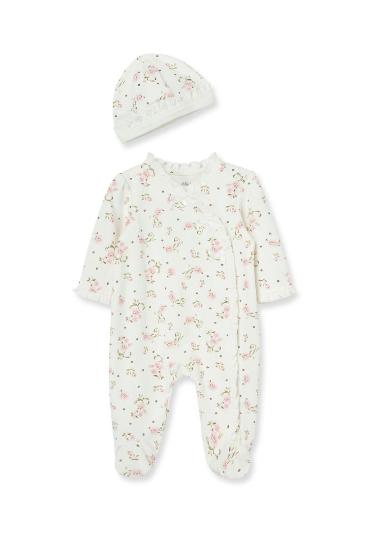 Vintage Rose Footie and Hat