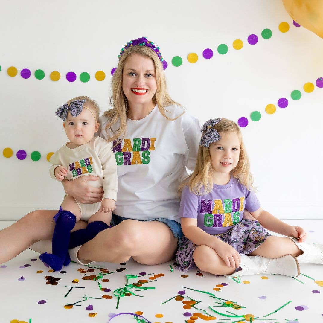 Mardi Gras Patch Long Sleeve Onsie