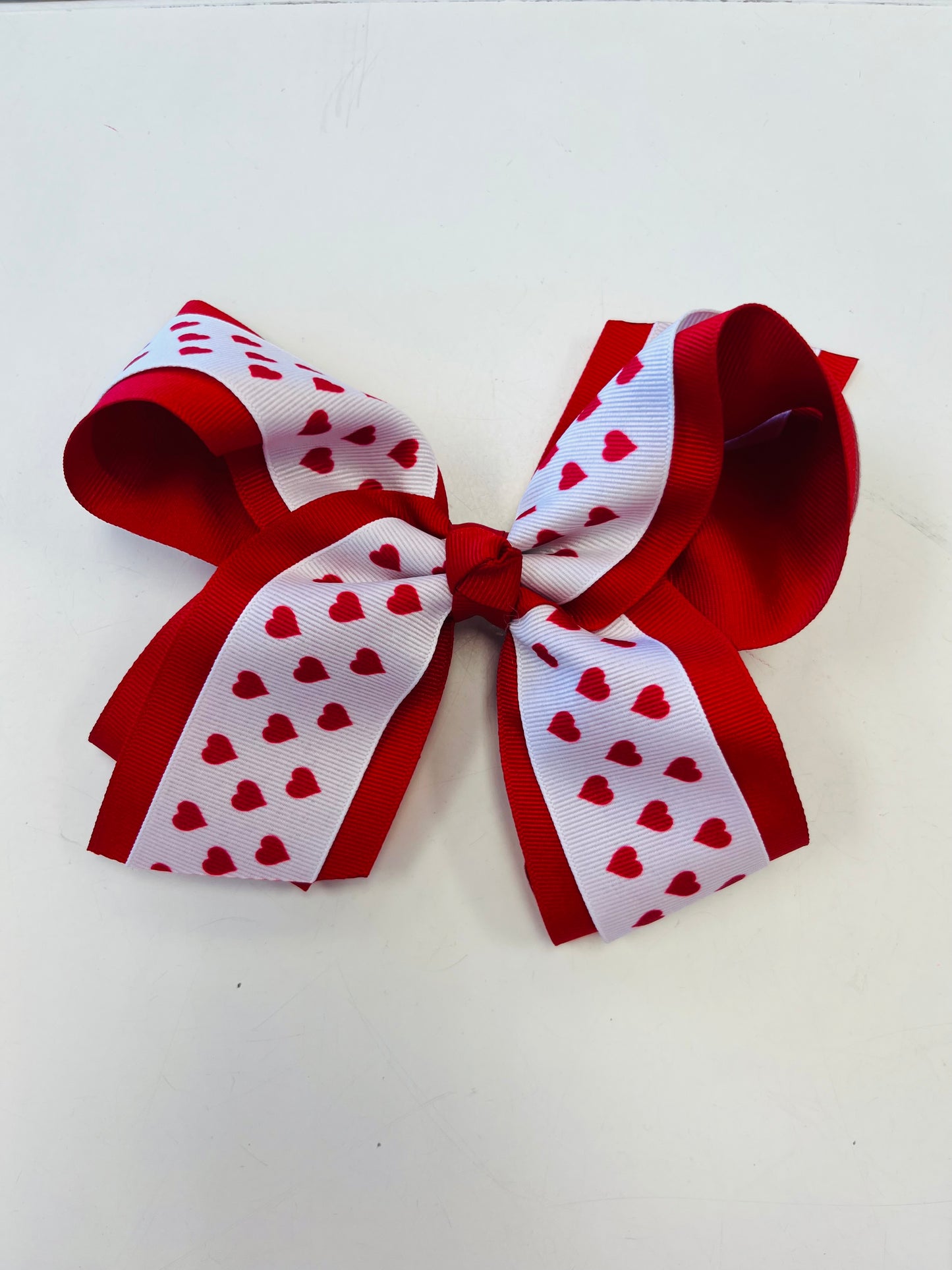 Layered Printed Hearts Bow