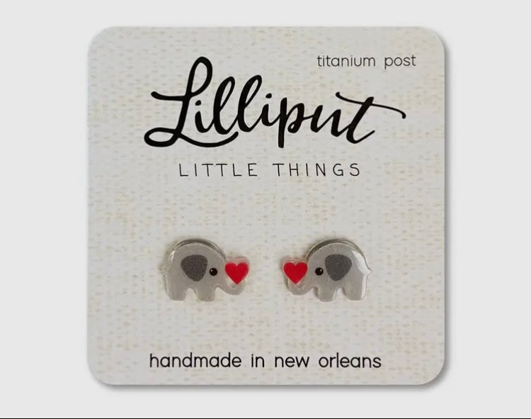 Elephant With Heart Earrings