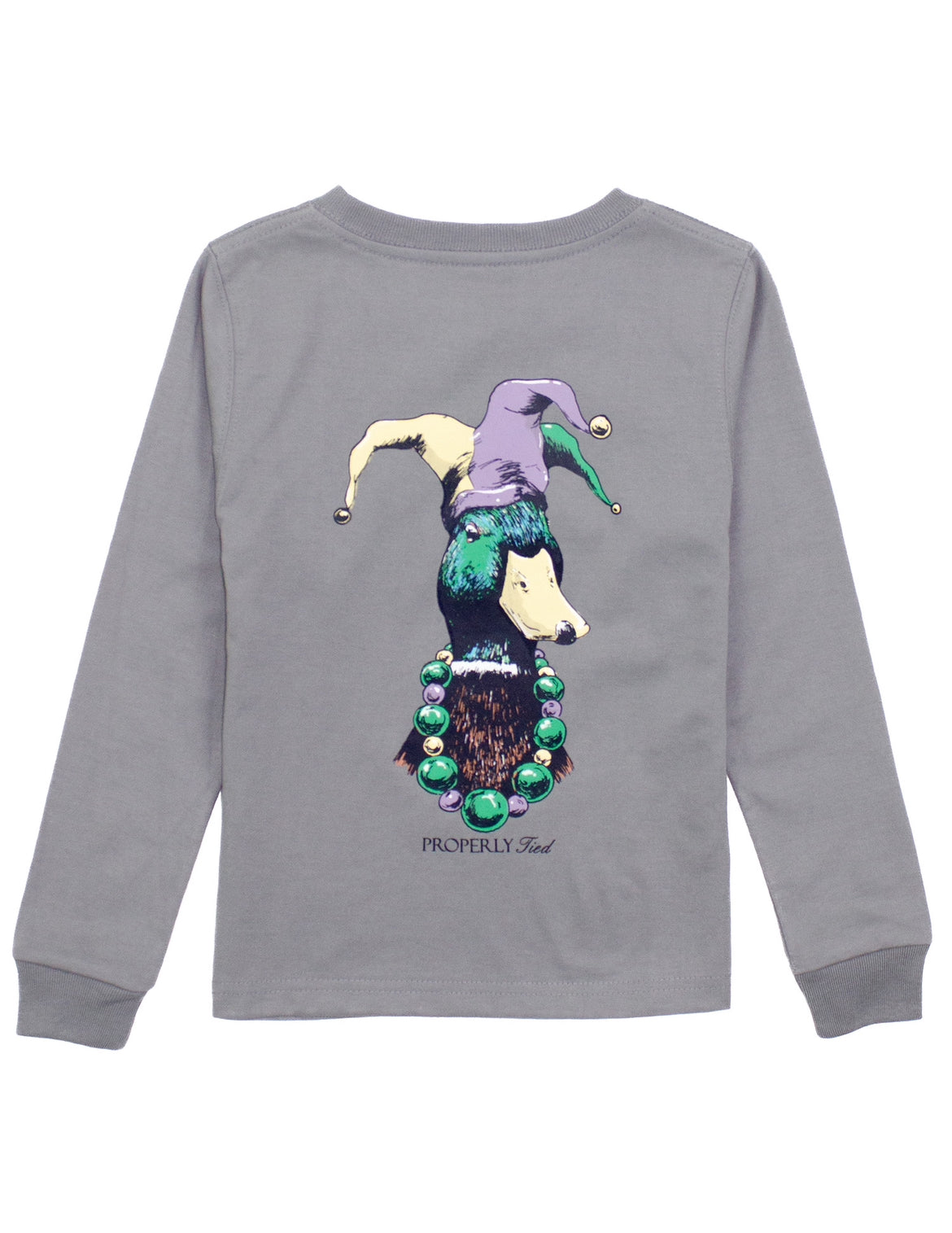 Battleship Grey Boys Mardi Gras Mallard LS Shirt