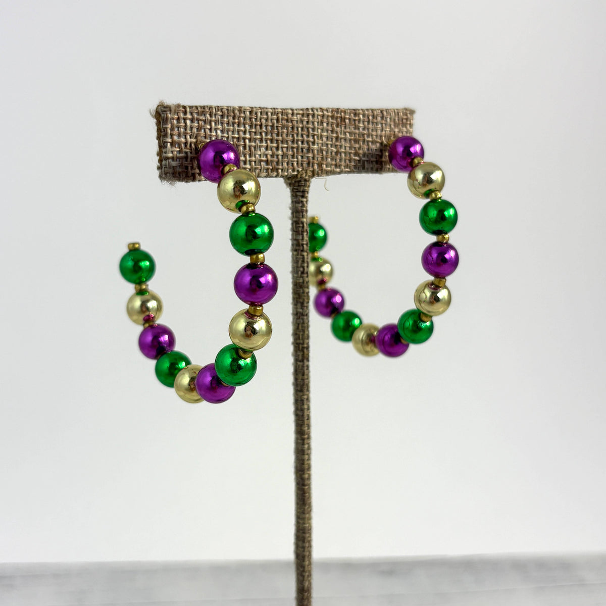 Mardi Gras Metallic Ball Hoop Earring