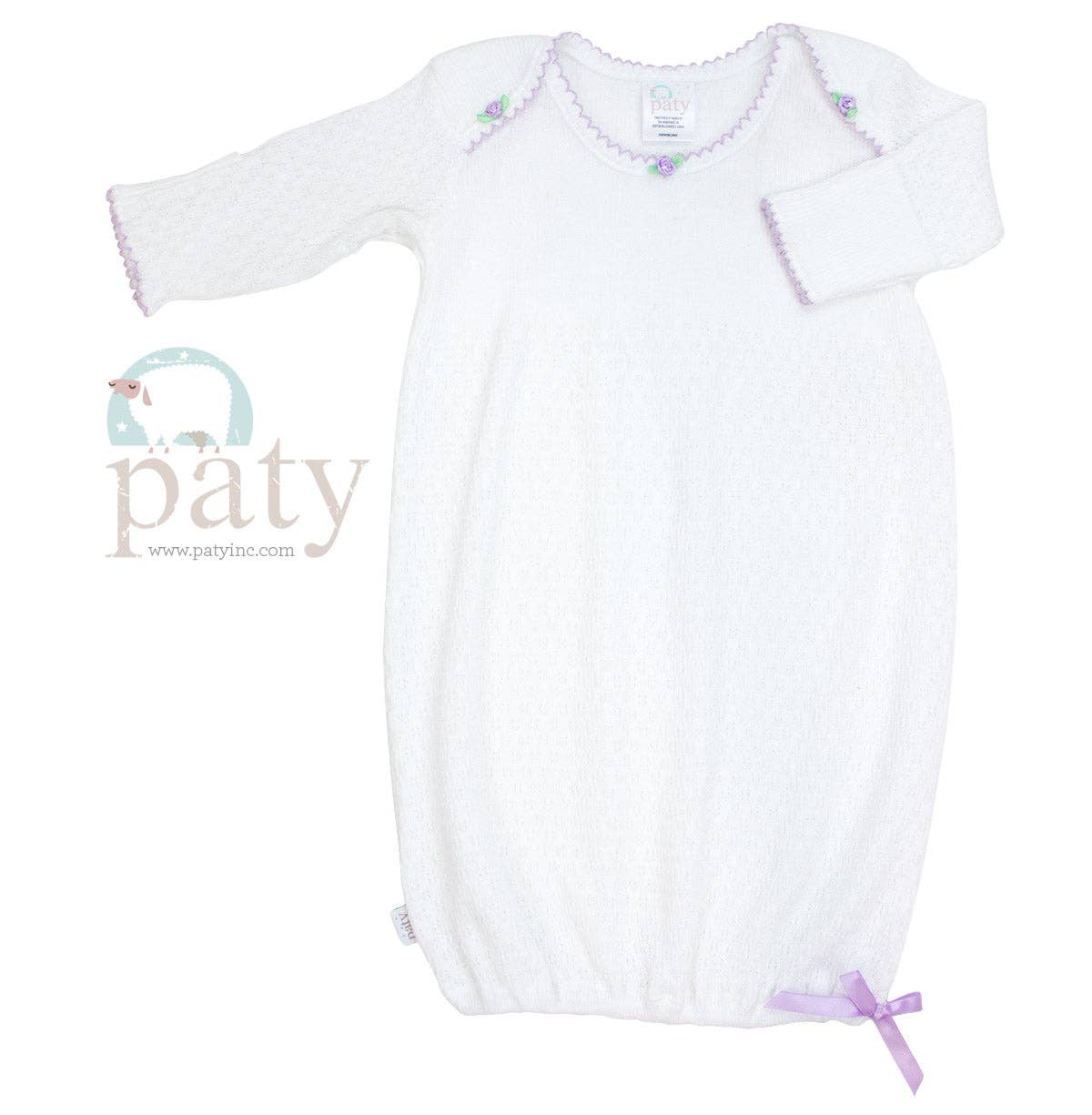 Paty Knit Overlap Shoulder Gown (with Rosettes) #115R / Lavender