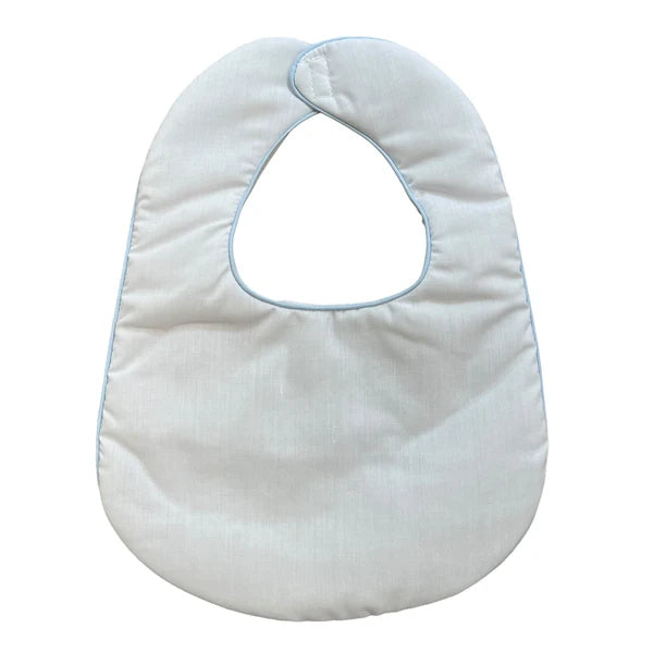 White Baby Bib with Blue Trim