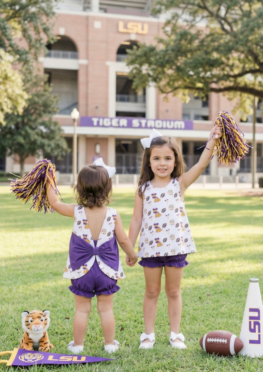Varsity Purple Bow Back Set
