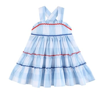 Blue Gingham Layered Sundress